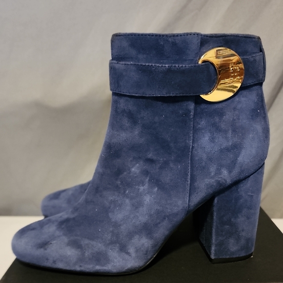 Tommy Hilfiger Shoes - Tommy Hilfiger Blue and Gold Ankle Booties with Chunky Heel